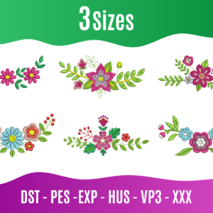 6 Floral Embroidery Designs in Multiple Formats and Sizes – Perfect for Machine Embroidery