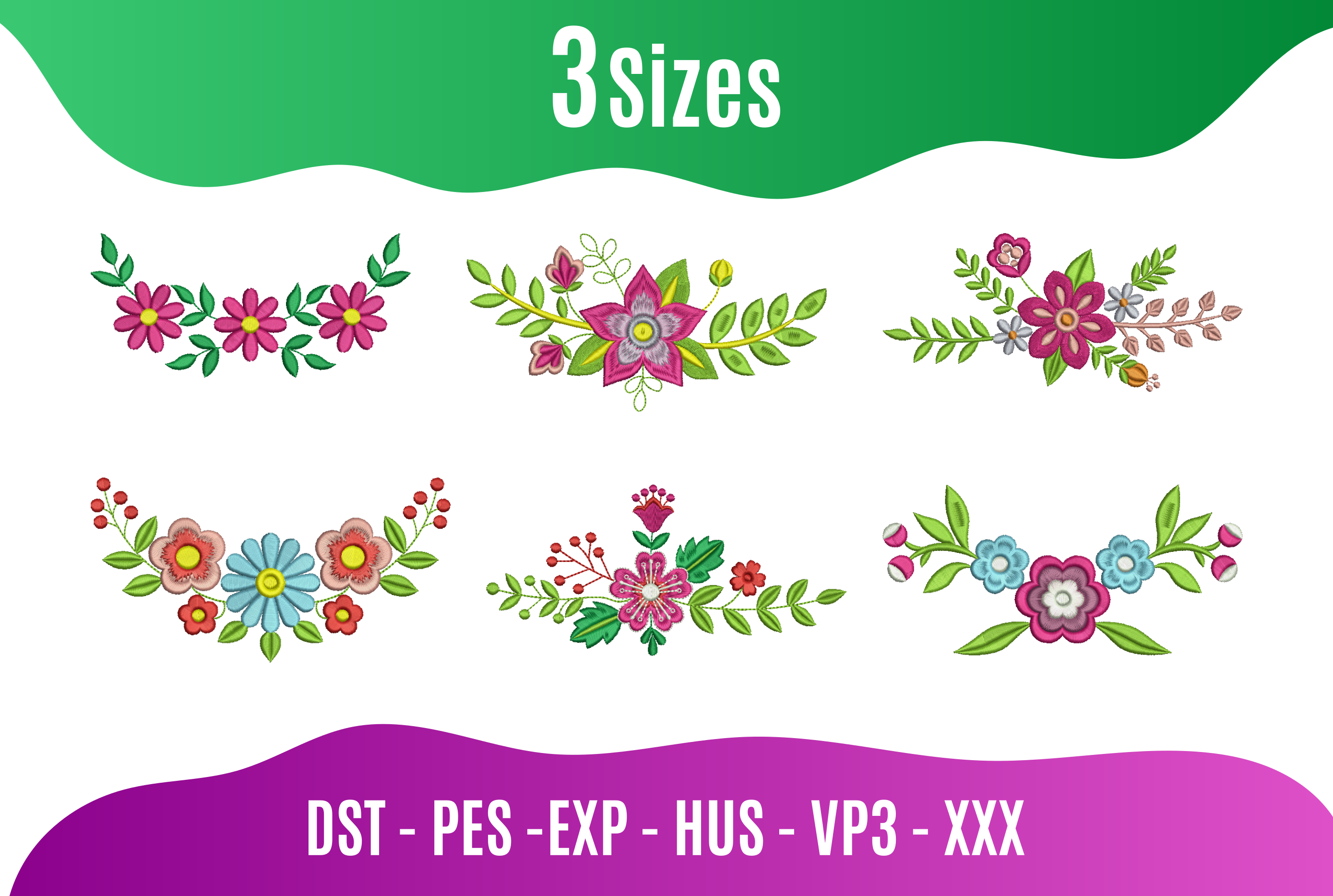 6 Floral Embroidery Designs in Multiple Formats and Sizes – Perfect for Machine Embroidery