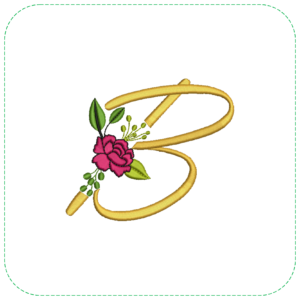 Chic Letter 'B' with a Delicate Rose EMB