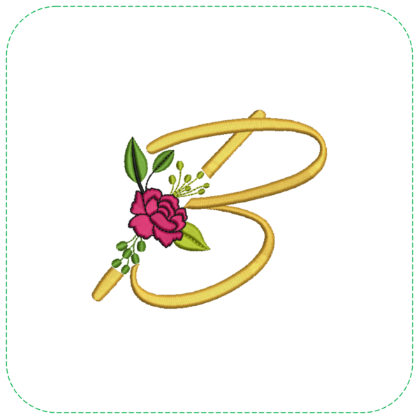 Chic Letter 'B' with a Delicate Rose EMB