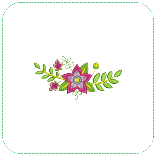 Single Flower with Detailed Leaves EMB