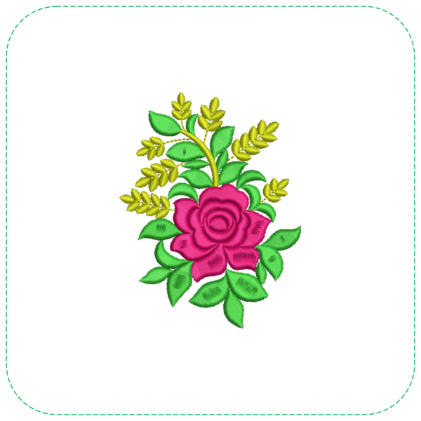 Lovely Flower with Detailed Leaves EMB