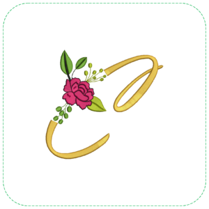 Classy Letter 'C' with a Beautiful Rose EMB