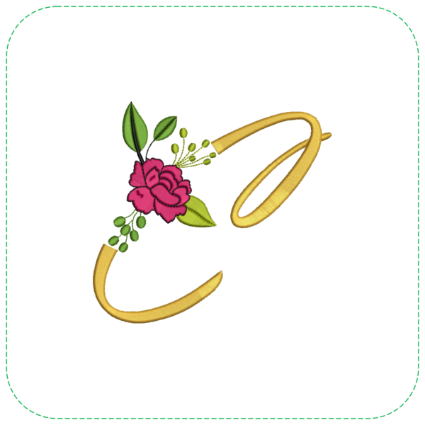 Classy Letter 'C' with a Beautiful Rose EMB