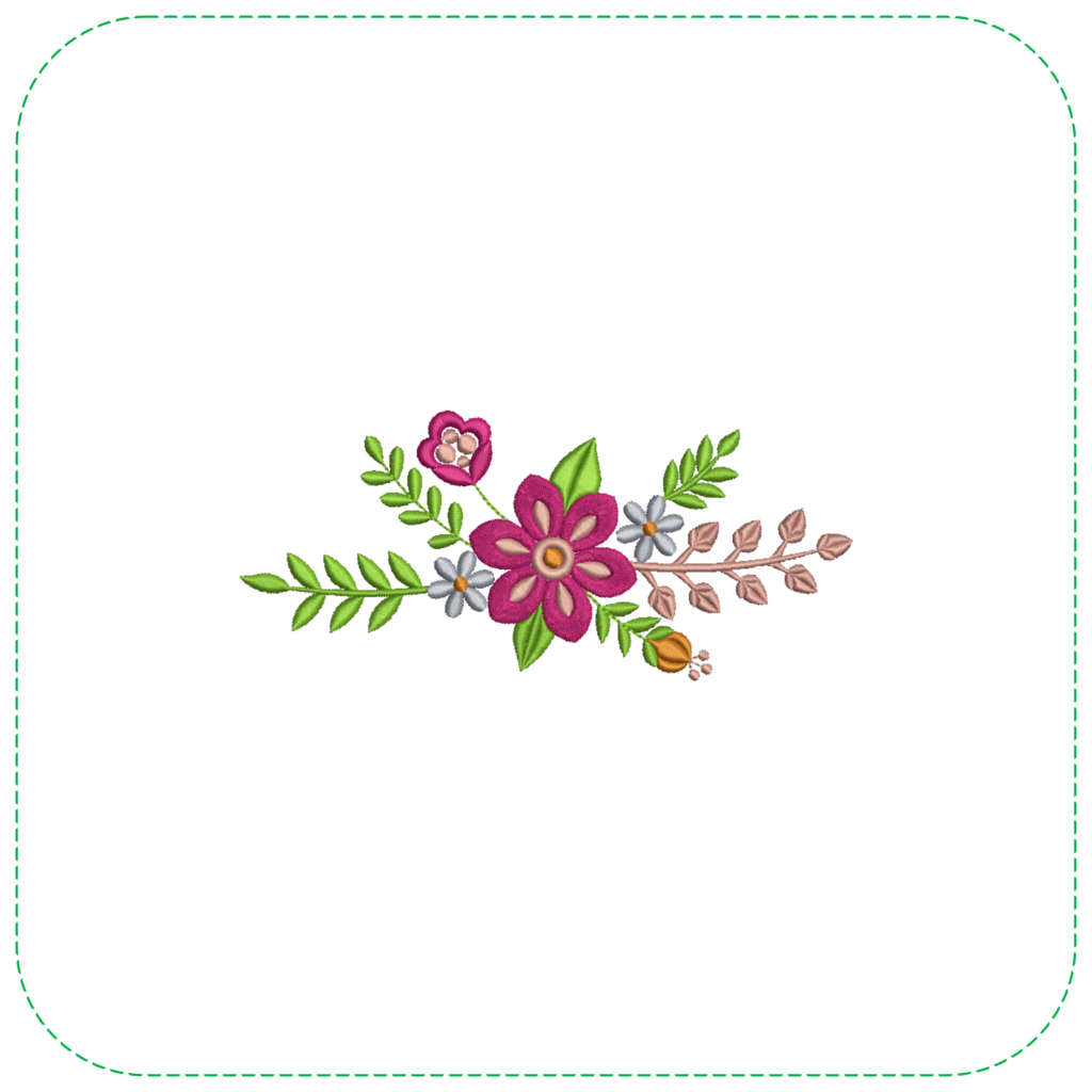 Detailed Flower with Leaves EMB – Nature’s Beauty