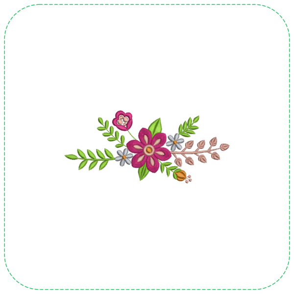 Detailed Flower with Leaves EMB – Nature’s Beauty