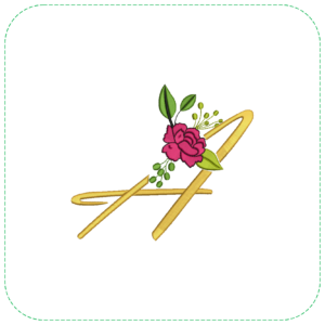 Elegant Letter 'A' with a Stunning Rose Embroidery